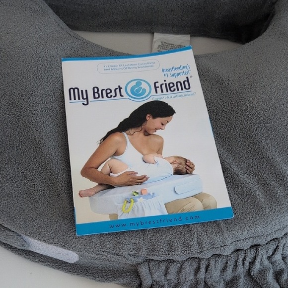My Brest Friend Deluxe Nursing Pillow in Gray with Pocket, Adjustable Strap - Picture 14 of 16